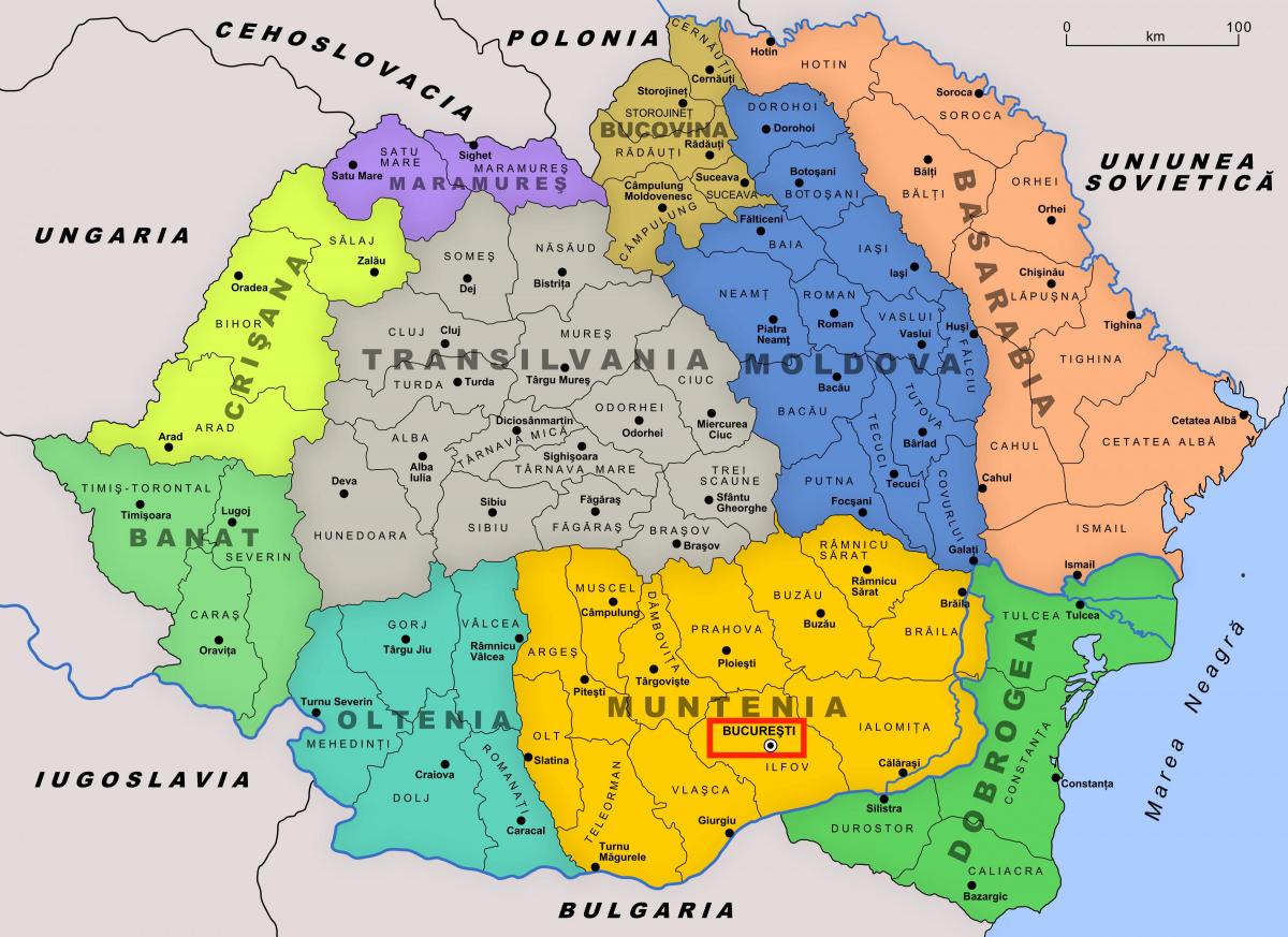 Бухарест на карте Румынии